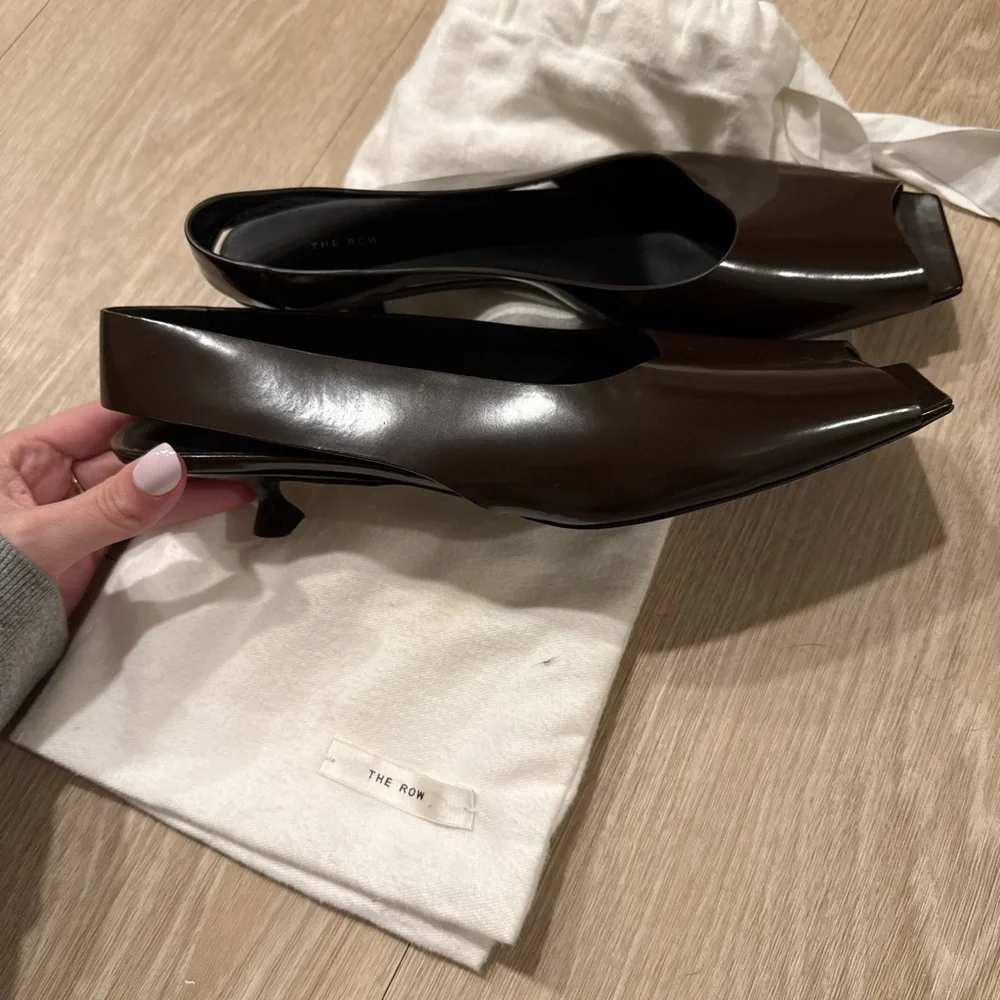 The Row Dark Brown Slingback Heels - Picture 3 of 3